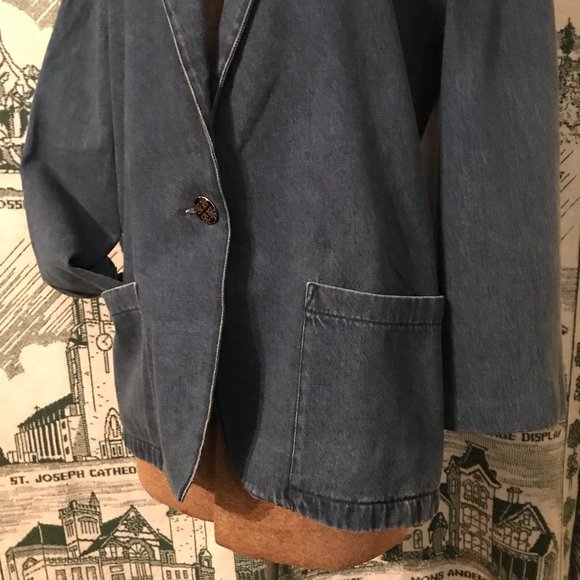 Med Cherokee Denim Oversized Blazer ♥ Deep Pockets - Picture 5 of 16